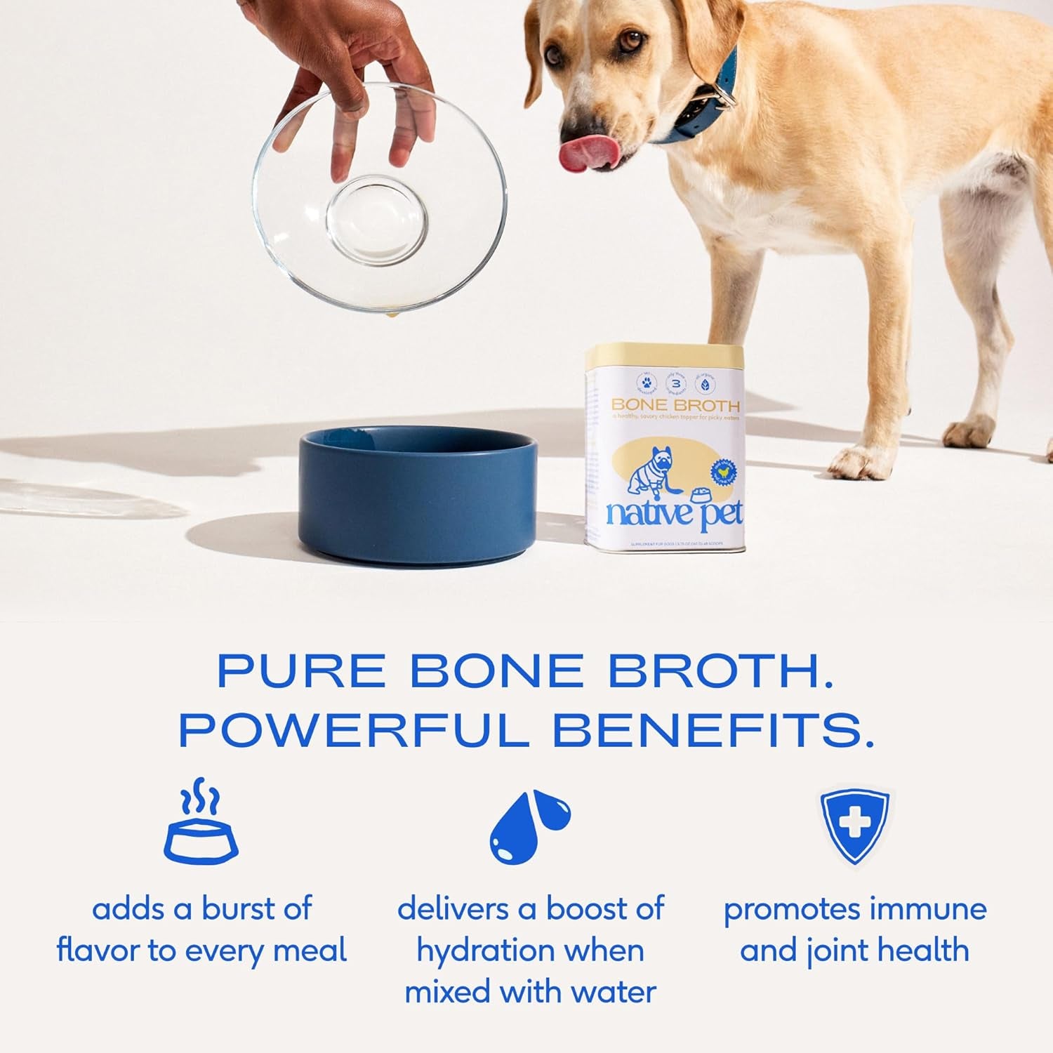 Bone Broth for Dogs and Cats - Chicken Bone Broth Powder Dog Food Toppers for Picky Eaters - Provides Extra Nutrition for Joint Strength, Immune Support & Heart Health - 96 Scoops