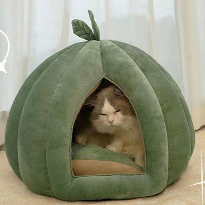 Pumpkin Cat Bed Pet House Enclosed Cat Nest Deep Sleep Comfort in Winter Cat Bed Pets Tent for Kittens Small Dogs Pet Supply