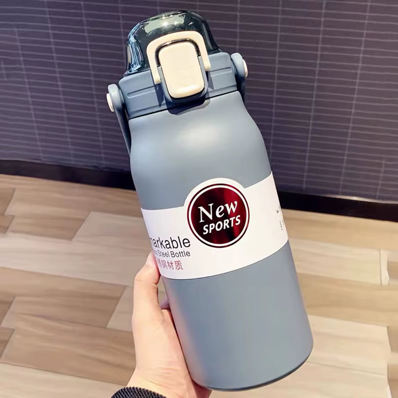 1.5L Large Capacity Thermos Water Bottle Outdoor Thermo Bottle Stainless Steel Thermoses Mug Portable Outdoor Cup with Straw Mug