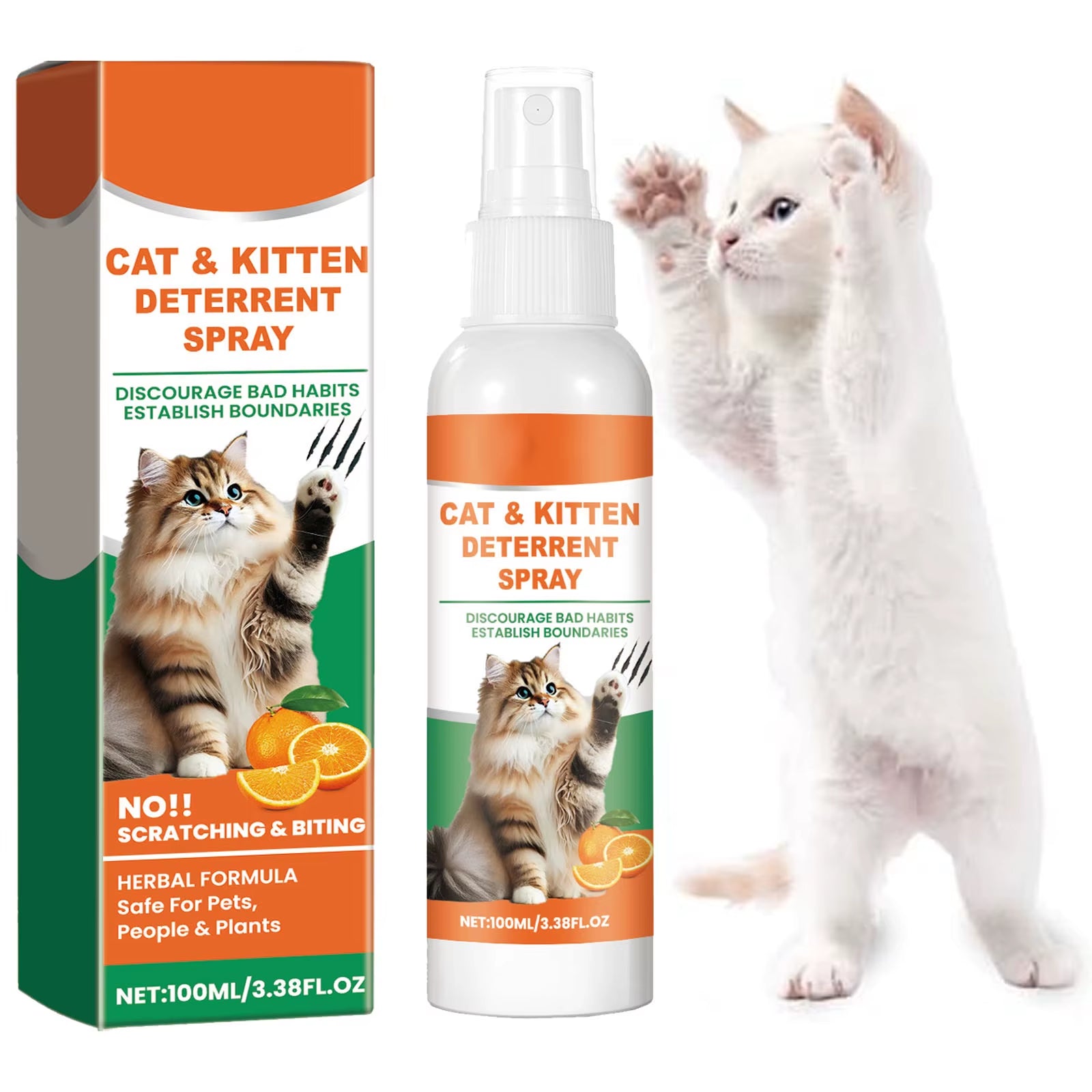 Cat Deterrent Spray,Natural Ingredient Cat Urination Deterrent for Furniture Protection,Effective Cat Scratch Deterrent Training
