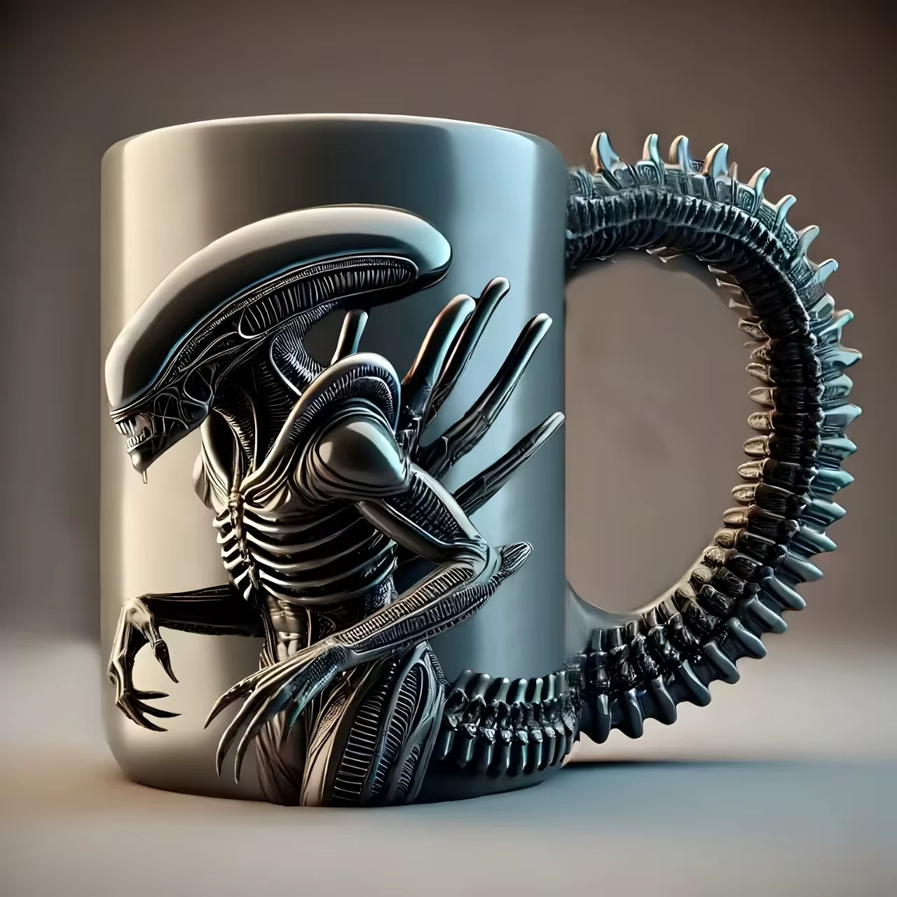 1PC New Xenomorph Mug 3D Flat Heat Transfer Alien Coffee Cup for Home and Office