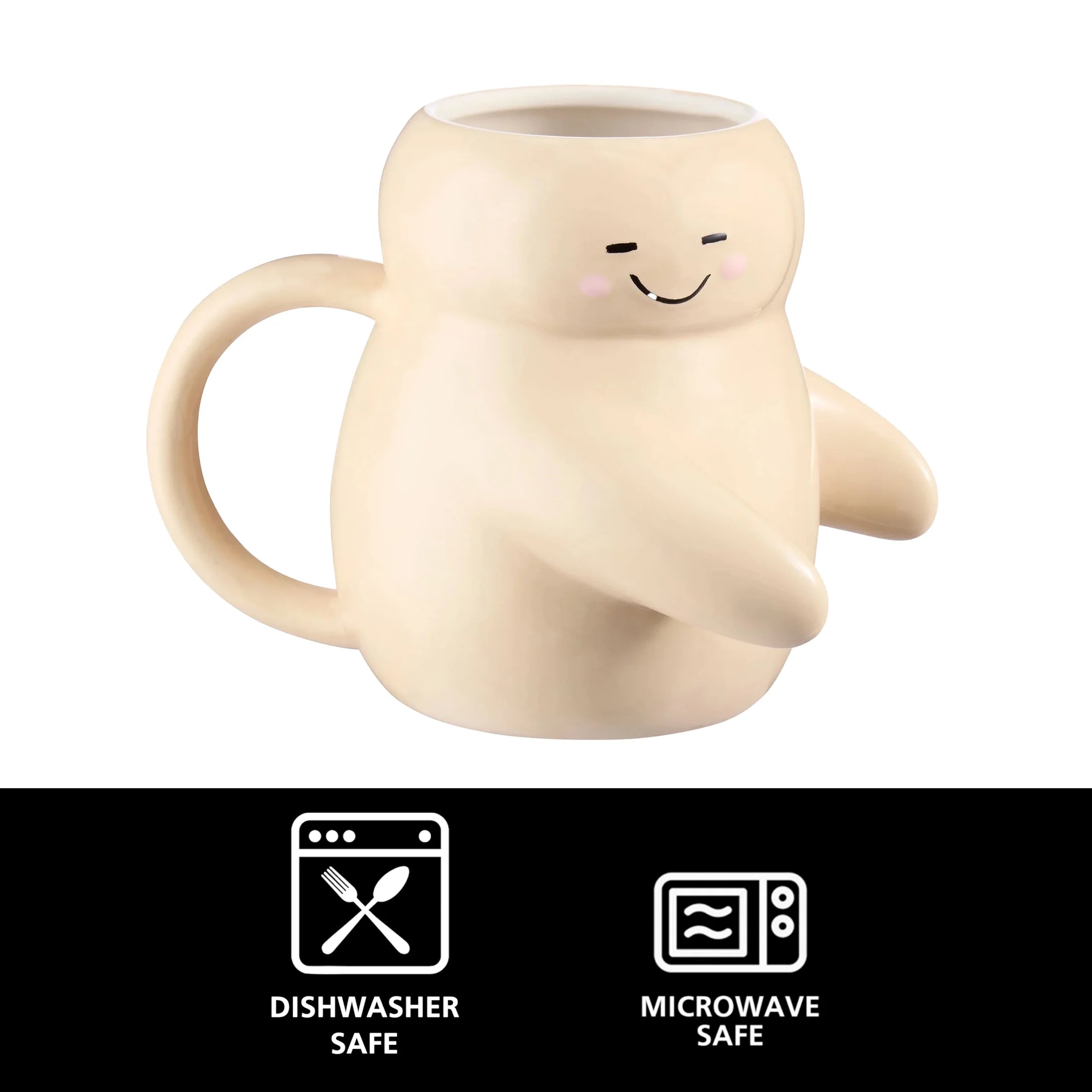 15.55 Oz Cream Sculpted Hug Earthenware Mug