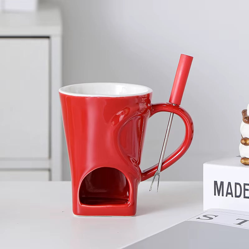 200Ml Chocolate Fondue Mug Melting Cups Hot Pot Ceramic Melted Cups Butter Warmer Heating Tea Light Melt Pot for Candy Chocolate