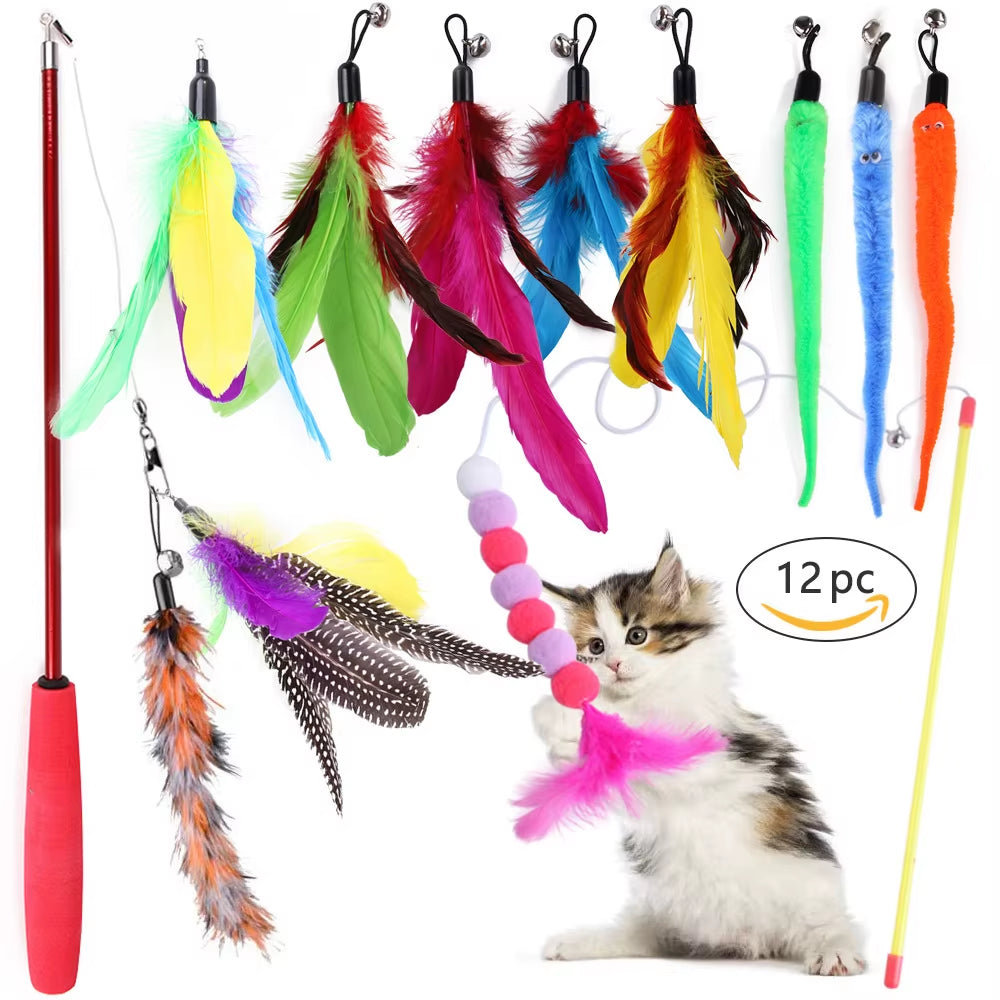 Dualpet Kitten Toys Variety Cat Toy Combination Set Cat Toy Funny Cat Stick Sisal Mouse Bell Ball Cat Supplies 20 Piece Set