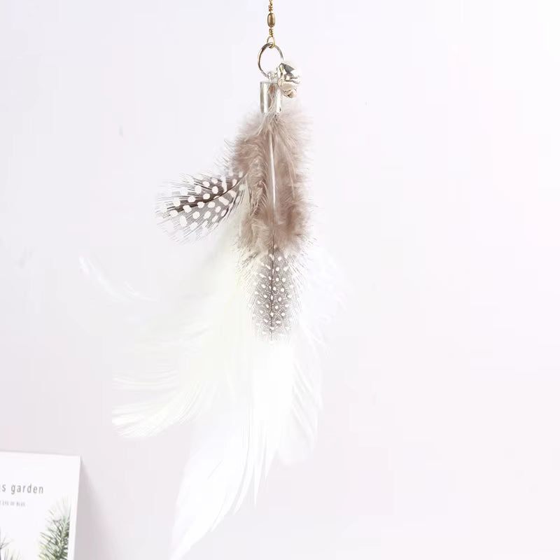 Funny Cat Toy Folorful Fluffy Feather with Bell Sucker Cat Stick Toy Kitten Play Interactive Detachable Teaser Wand Cat Supplies