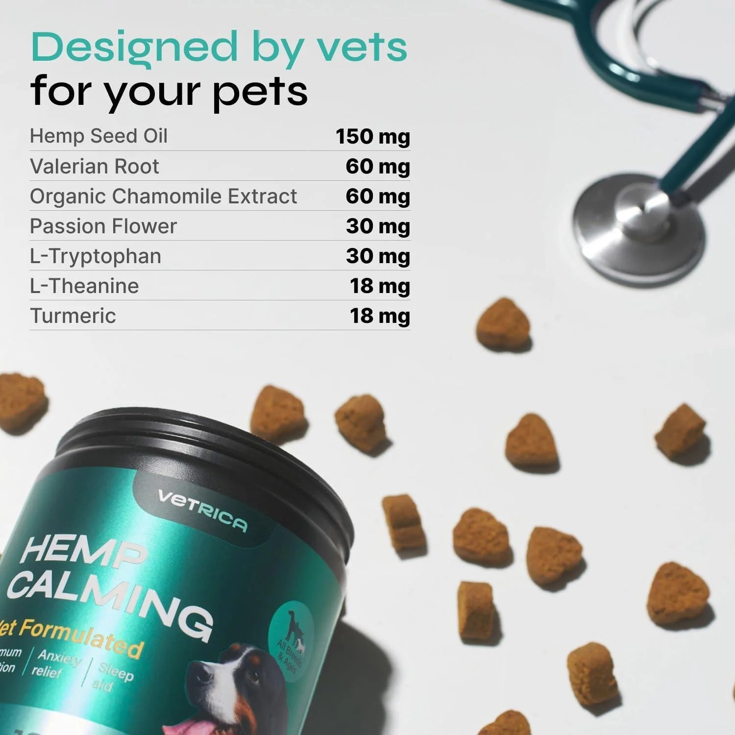 Soothing Hemp Calming Chews for Dogs - Natural Anxiety Relief Treats for Stress, Separation, and Storms