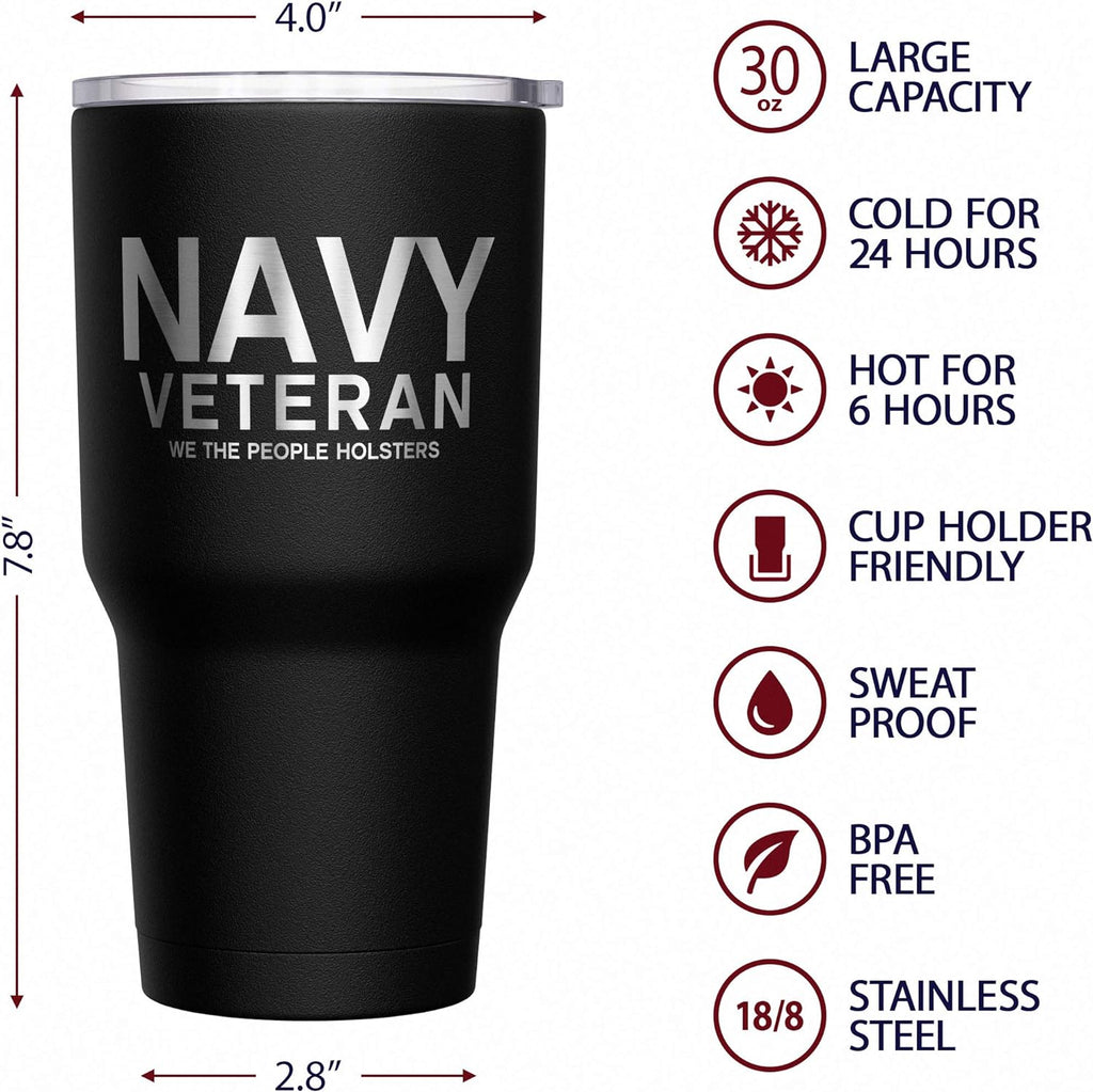 - Navy Veteran Travel Mug - American Flag Coffee Tumbler - Military Double Insulated Tumbler - 30 Oz