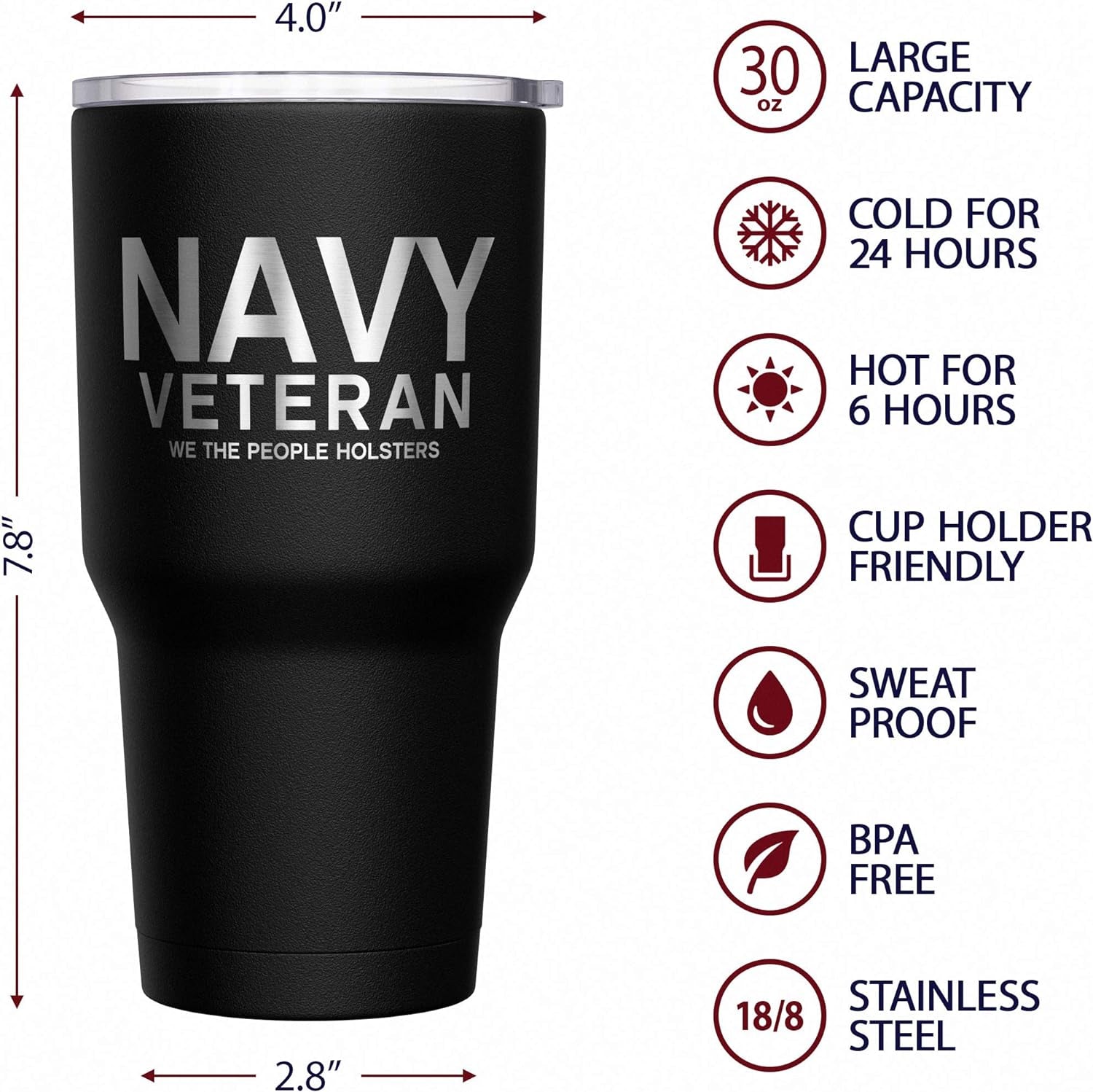 - Navy Veteran Travel Mug - American Flag Coffee Tumbler - Military Double Insulated Tumbler - 30 Oz