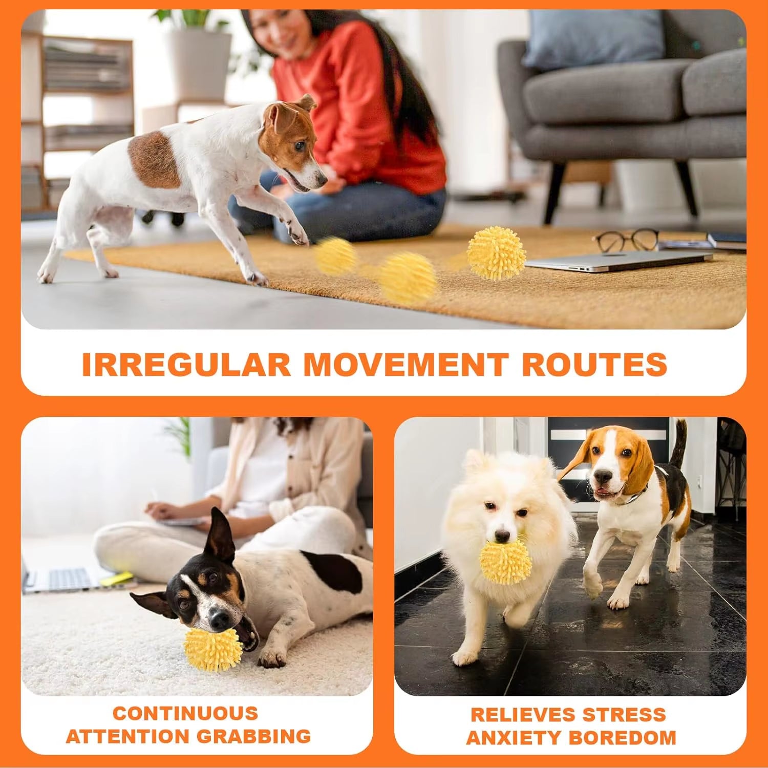 Interactive Dog Toys Moving Ball with Cover Self Rolling Dog Ball for Small/Medium/Large Dogs Automatic Dog Toys Keep Them Busy