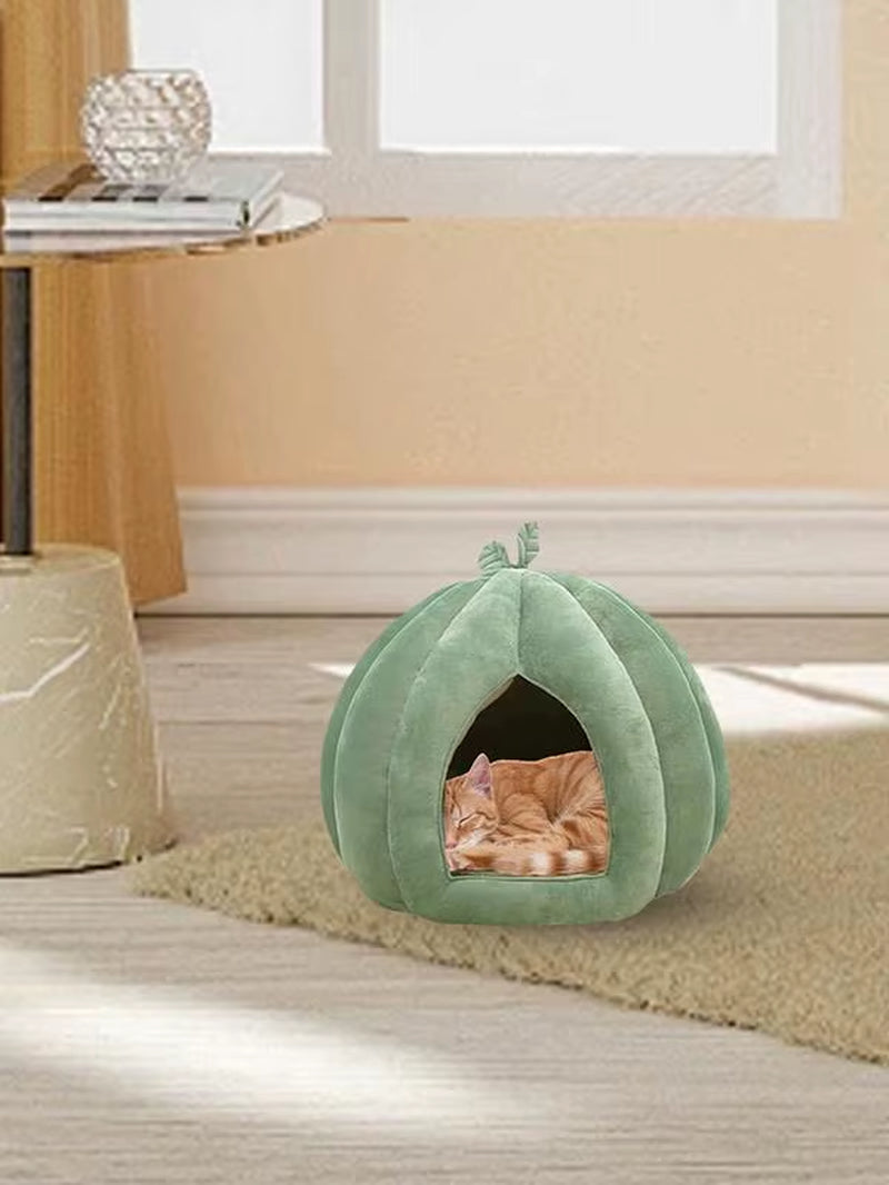 Pumpkin Cat Bed Pet House Enclosed Cat Nest Deep Sleep Comfort in Winter Cat Bed Pets Tent for Kittens Small Dogs Pet Supply