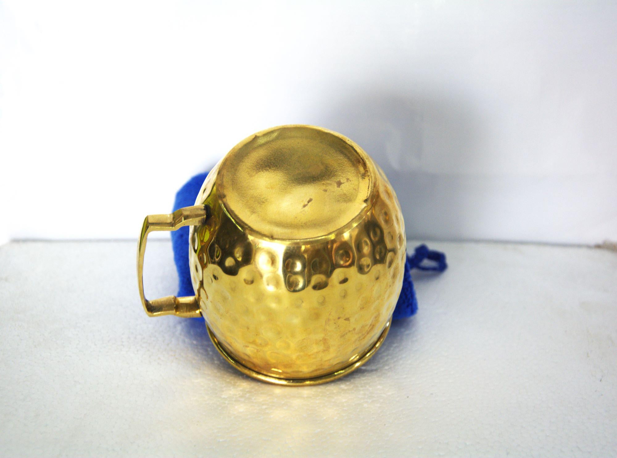 2 Hand-Hammered Brass Tumblers, Authentic Handmade Copper Mugs