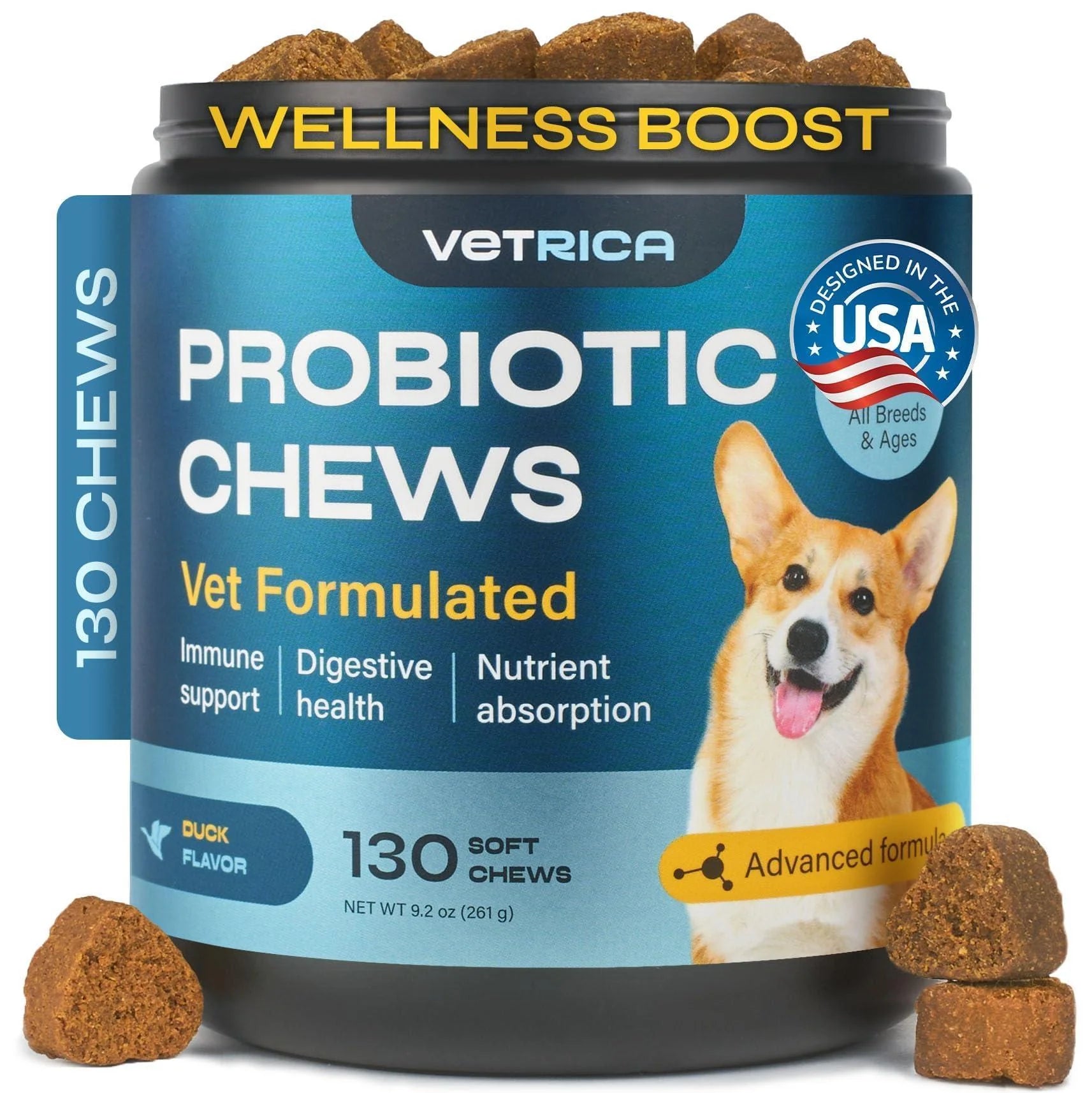 Dog Probiotic Chews - Digestive Health & Immune Support Soft Treats with Wild Yam & Yeast Powder - Bowel & Diarrhea Relief