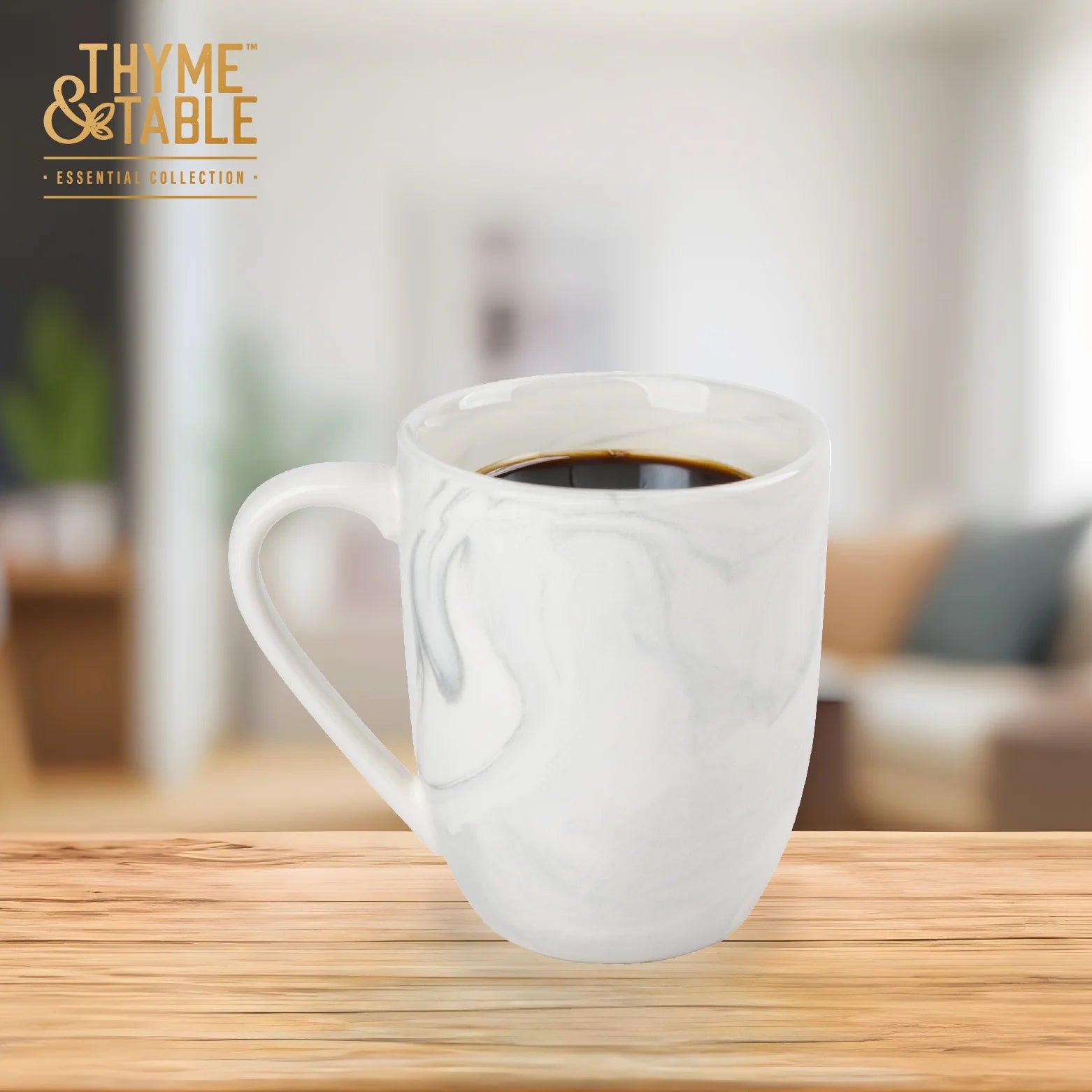 15 Fl Oz Grey Marble Stoneware Mug