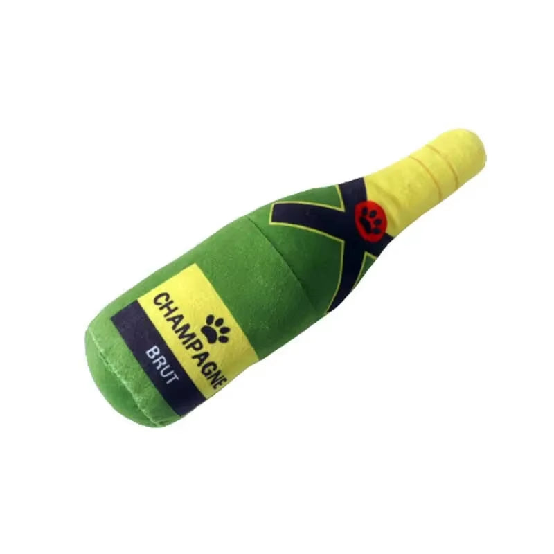 Funny Plush Dog Toys Beer Bottle Shaped Small Large Dogs Squeak Sound Clean Teeth Chew Toy Pets Interactive Playing Supplies