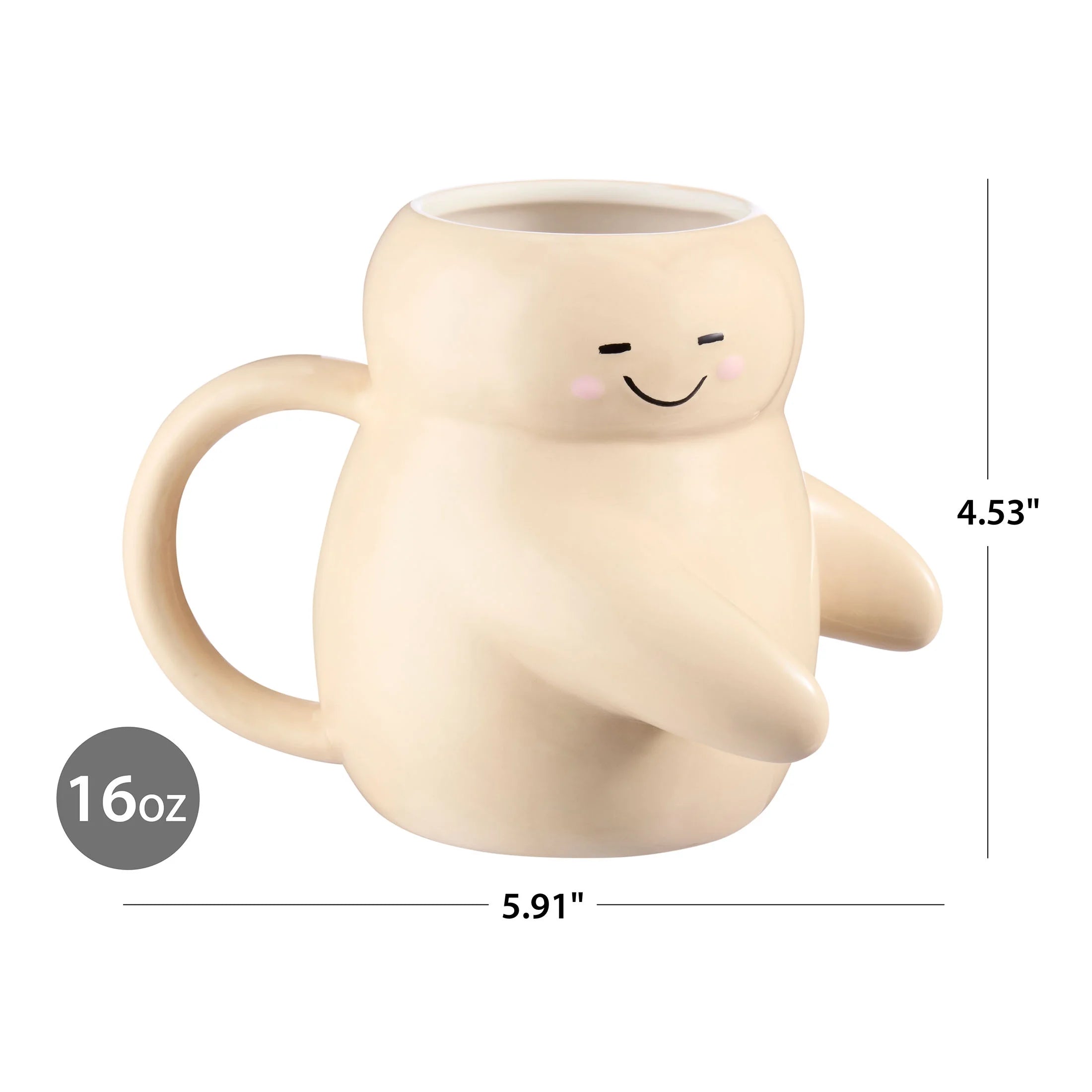 15.55 Oz Cream Sculpted Hug Earthenware Mug