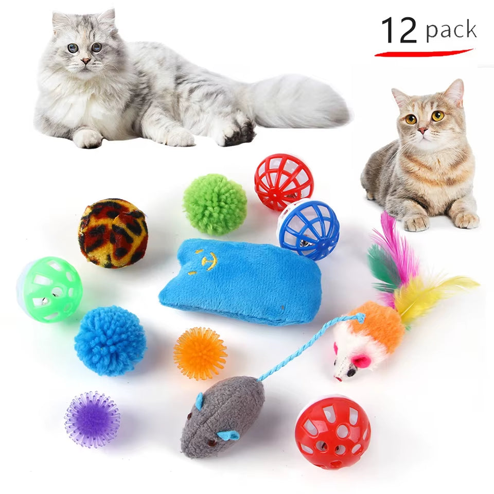 Dualpet Kitten Toys Variety Cat Toy Combination Set Cat Toy Funny Cat Stick Sisal Mouse Bell Ball Cat Supplies 20 Piece Set