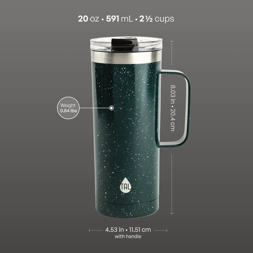 Stainless Steel Mountaineer Travel Mug 20 Oz, Teal Speckle