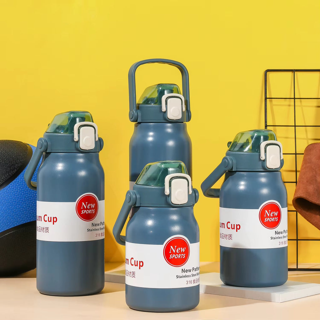 1.5L Large Capacity Thermos Water Bottle Outdoor Thermo Bottle Stainless Steel Thermoses Mug Portable Outdoor Cup with Straw Mug