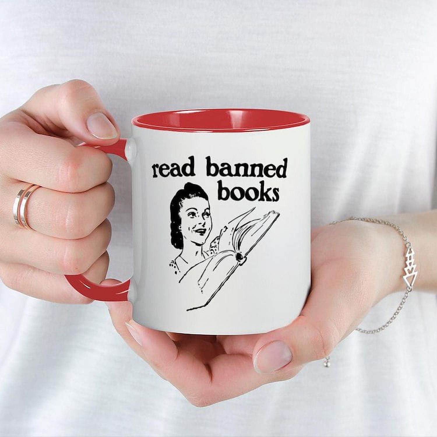 - Read Banned Books Mug - 11 Oz Ceramic Mug - Novelty Coffee Tea Cup