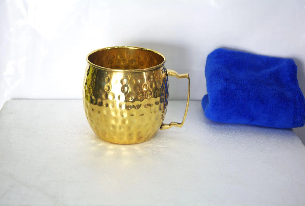 2 Hand-Hammered Brass Tumblers, Authentic Handmade Copper Mugs