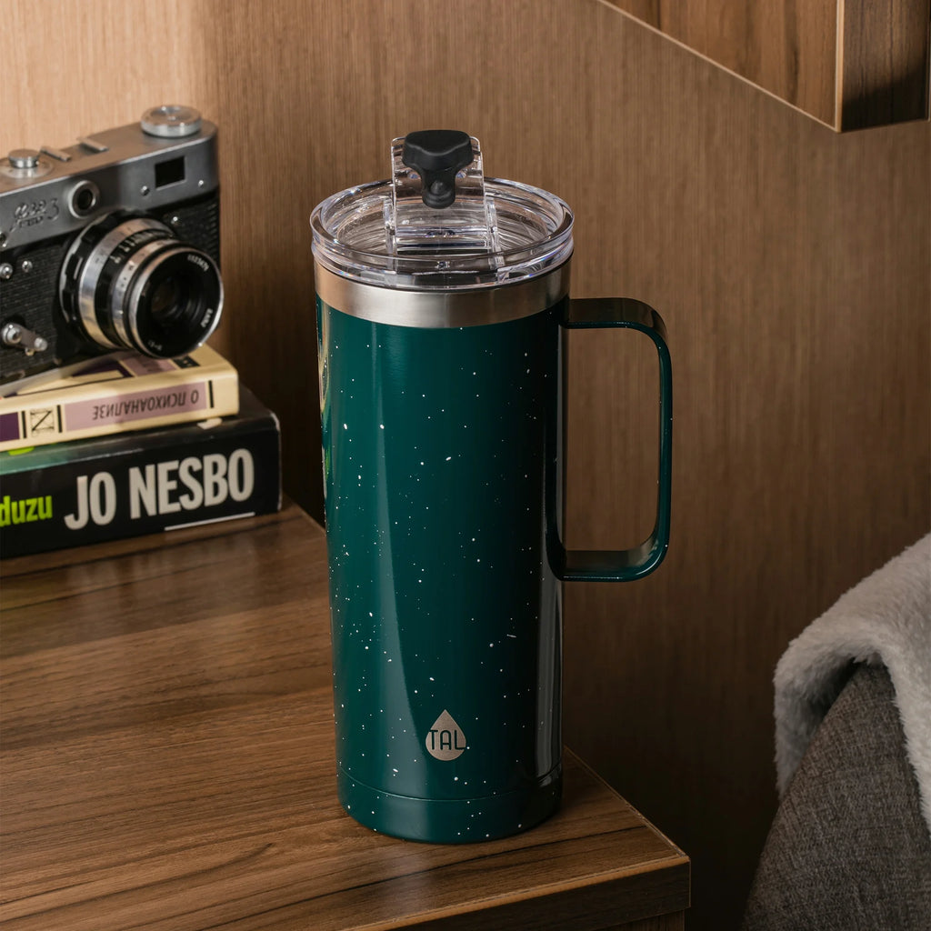 Stainless Steel Mountaineer Travel Mug 20 Oz, Teal Speckle