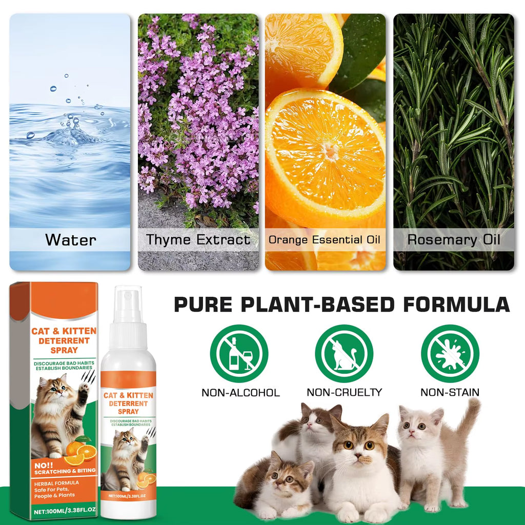 Cat Deterrent Spray,Natural Ingredient Cat Urination Deterrent for Furniture Protection,Effective Cat Scratch Deterrent Training
