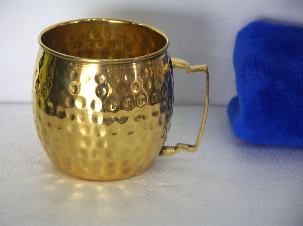 2 Hand-Hammered Brass Tumblers, Authentic Handmade Copper Mugs