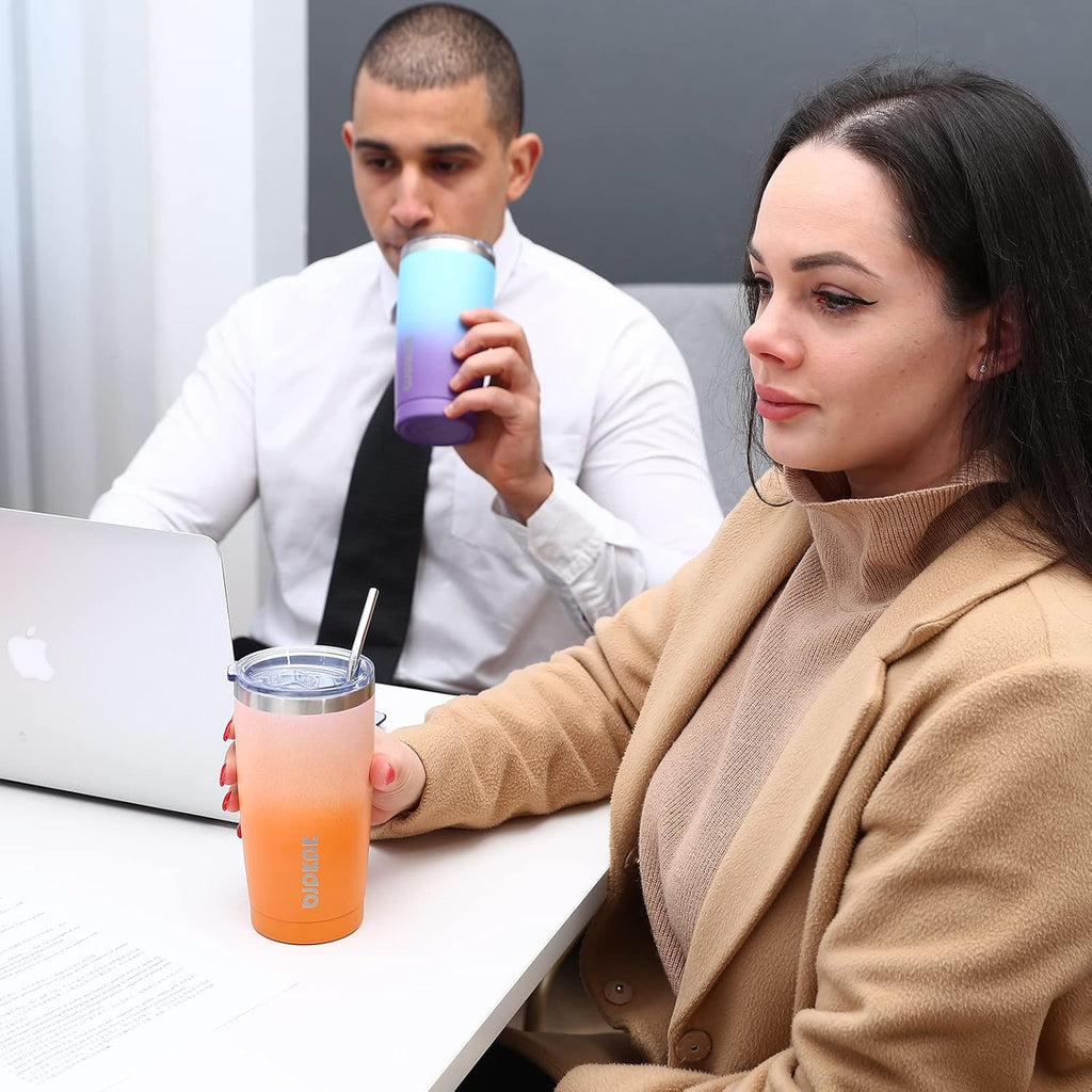 20 Oz Tumbler with Lid and Straw Stainless Steel Ice Coffee Tumblers Vacuum Insulated Travel Thermal Cup,Turquoise